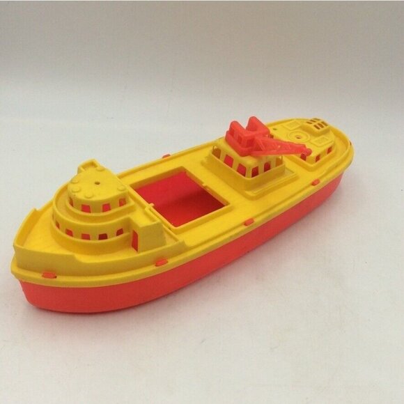 Vintage 60s Toy Plastic Ferry Boat 12” Greek Penny Car Carrier Tug Boats Set 4 - Picture 8 of 16